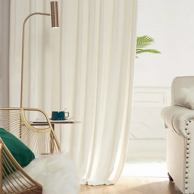 rideau blanc moderne occultant polyester uni salon chambre
