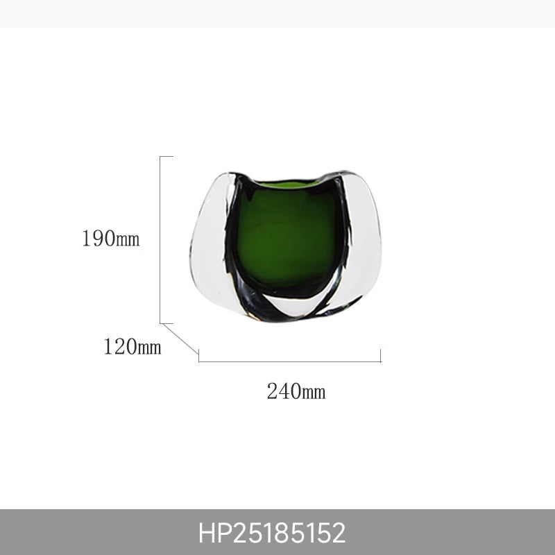 vase verre vert transparent moderne forme organique asymétrique décoration table hydroponie terrarium