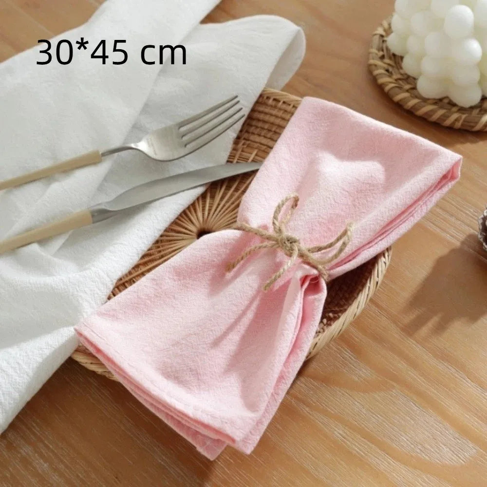 serviettes table classiques coton blanc vert rose jaune beige ruban fini bord rond dimension