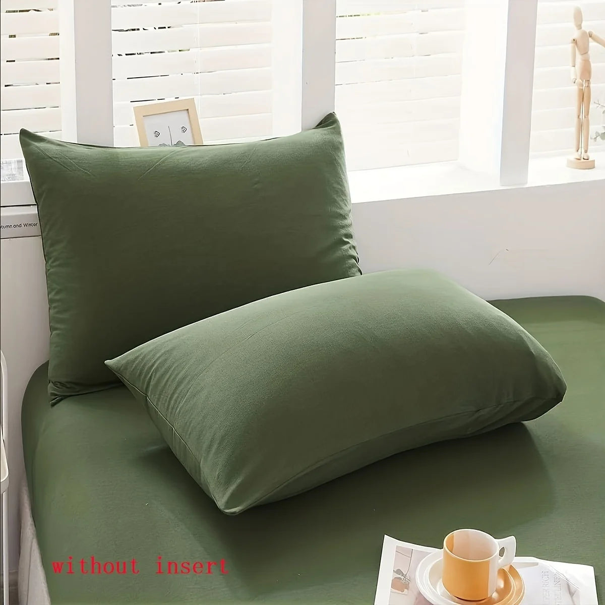 taies d'oreiller uni vert olive moderne 100% polyester standard taillesiauxcoussins sansinsert