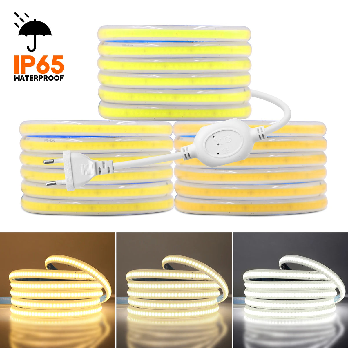Ruban LED COB 220V IP65 flexible en action pour décoration intérieure