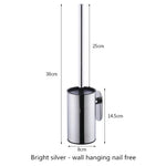 brosse toilette acier inoxydable noir argenté support mural moderne salle bains hygiène durable minimaliste
