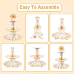 support gâteaux trois étages blanc orange motifs solaires étoiles moderne anniversaire mariage fête