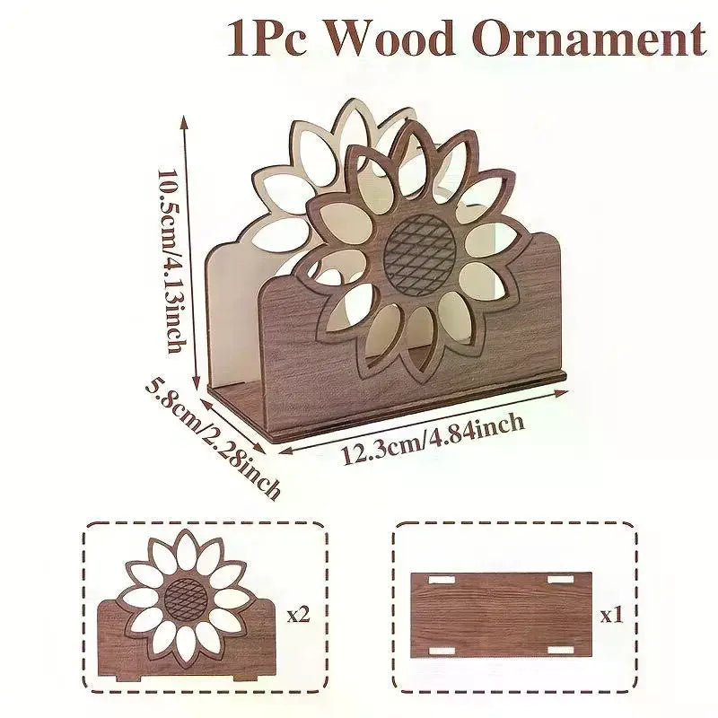 porte serviettes bois moderne tournesol marron clair décoration salle manger contemporain