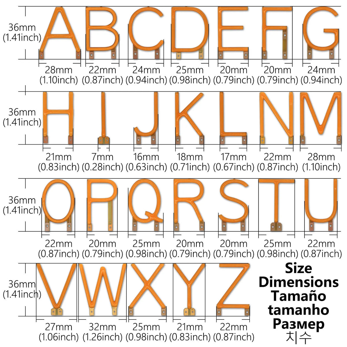 lettres lumineuses orange modernes minimalistes décoration noël fêtes 2200k LED warm white