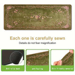 tapis vert olive fleurs roses blanches bordure dorée anti dérapant grande taille classique maison