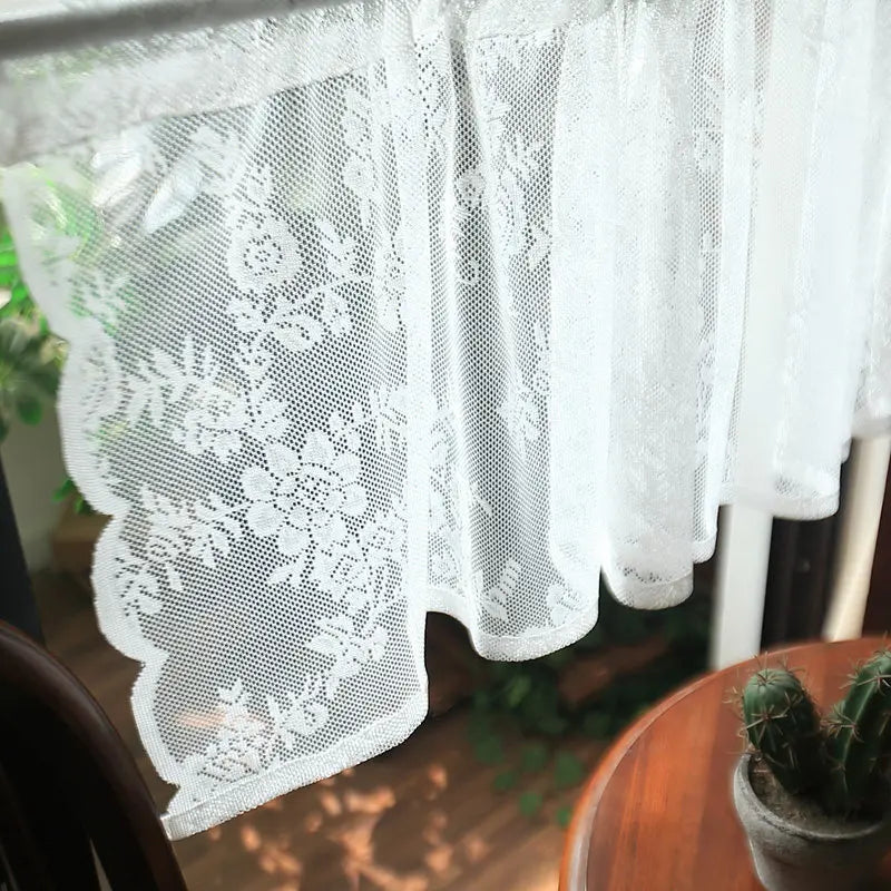 rideau blanc broderie florale semi transparent classique fenêtre pastoral