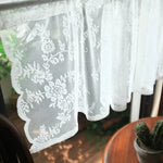 rideau blanc broderie florale semi transparent classique fenêtre pastoral