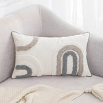 coussin géométrique moderne polyester gris beige amovible lavable contemporain decoration interieur tufter boheme