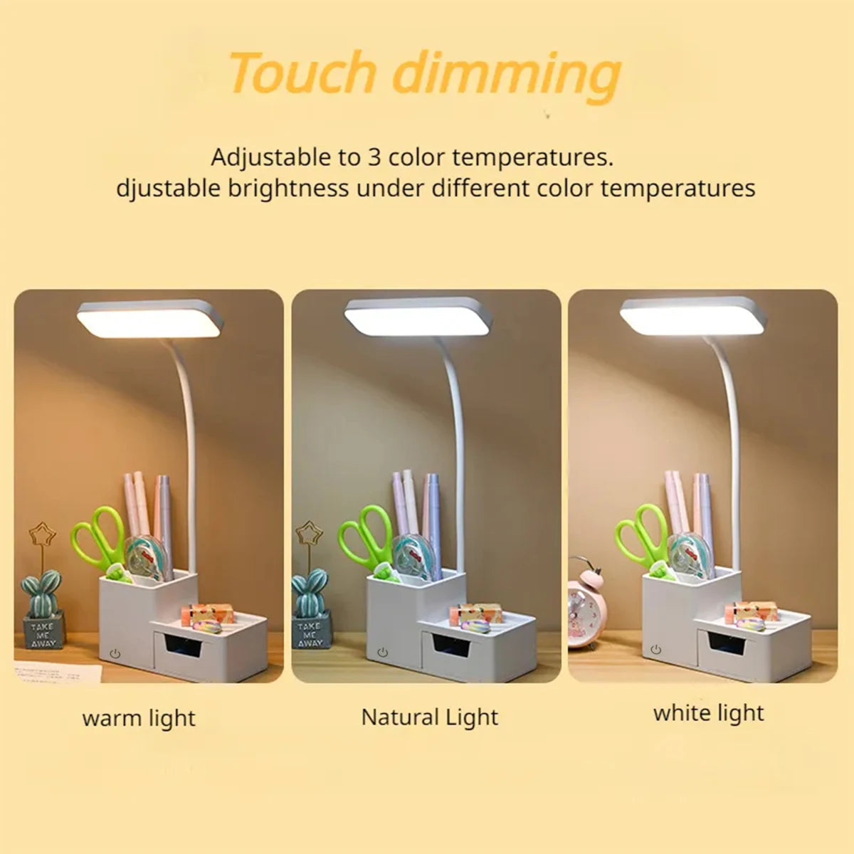 lampe rechargeable led blanc moderne minimaliste interrupteur tactile variable flux luminescent haute qualité abs