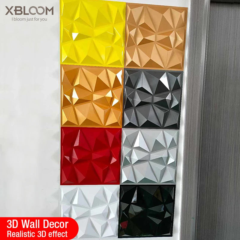 décoration murale 3D géométrique relief blanc moderne 30x30cm adhésif fixe