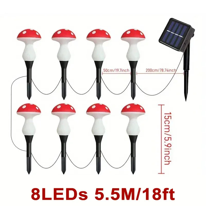 lumière solaire led champignon rouge points modernes jardin blanc jaune fixations piquets cordonnier modes