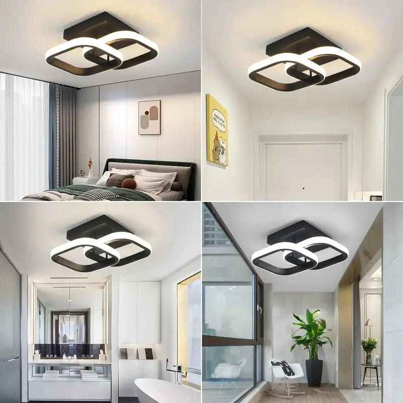 plafonnier led moderne fer acrylique noir blanc réglable 22w 24x30cm