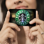 autocollants carte bancaire effet laser logo starbucks vert noir holographique anti rayures