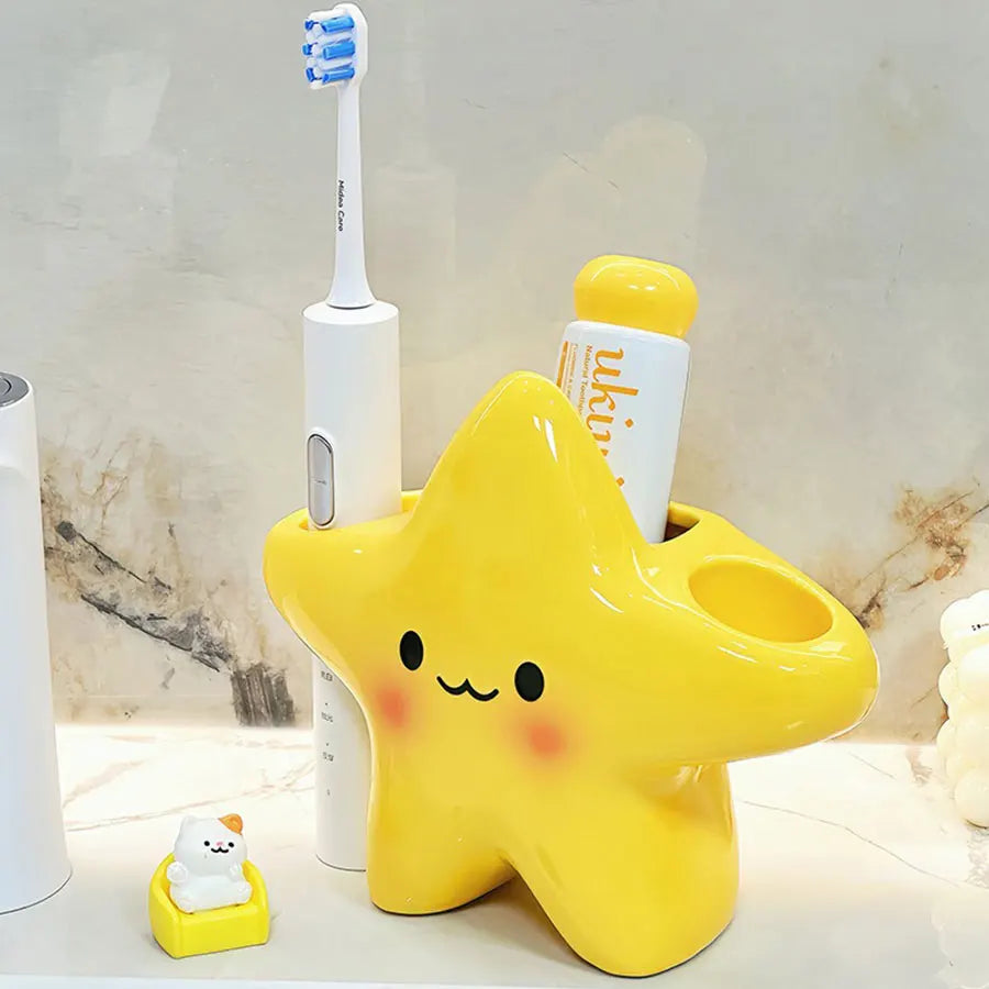 support brosse dents étoile kawaii enfants rangement brosses dentifrices salle bain Jaune Blanc Rose