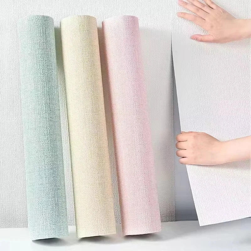 papier peint auto adhésif moderne texture lin verte beige rose blanc imperméable