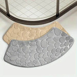 tapis bain moderne antidérapant texture cailloux beige gris bleu marine absorbant salon entrée sol