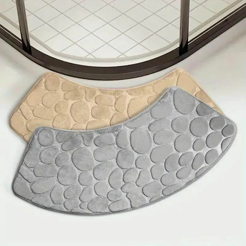 tapis bain moderne antidérapant texture cailloux beige gris bleu marine absorbant salon entrée sol
