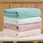 serviettes bain coton carreaux rose clair moderne absorbantes toilette Jaune Marron Bleu Vert