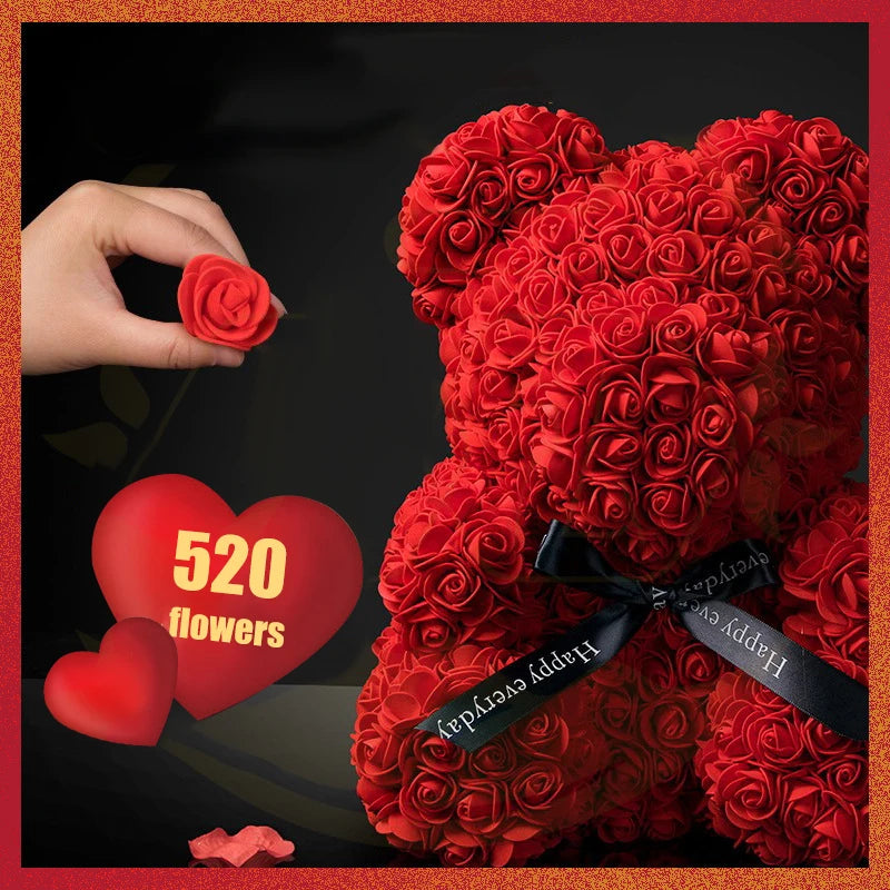 décoration maison ours rose artificiel boîte cadeau ruban satiné valentins anniversaire
