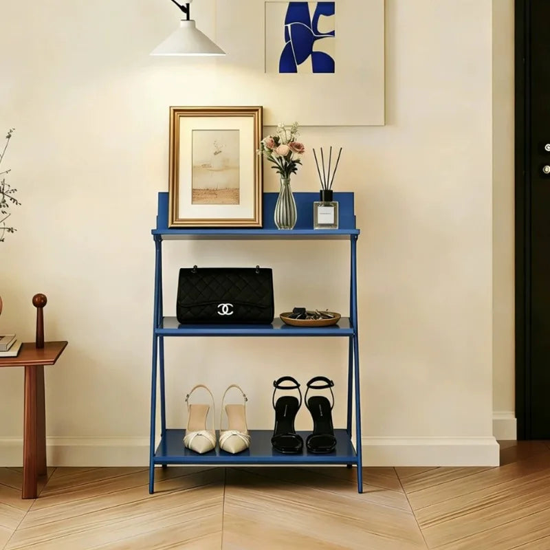 étagère pliable moderne bleu lisse rangement salon jardin plante livre décoration