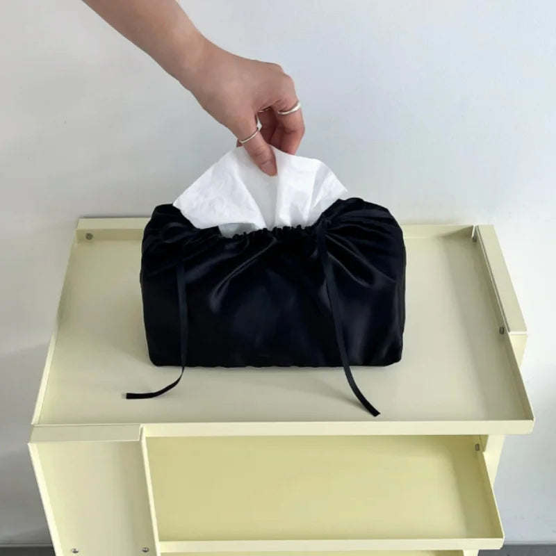sac mouchoirs moderne élégant satiné bleu gris noir vert olive blanc ruban fixation