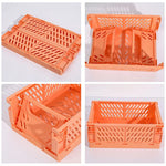 caisse rangement pliable plastique orange vert beige gris rose grille perforations moderne pratique
