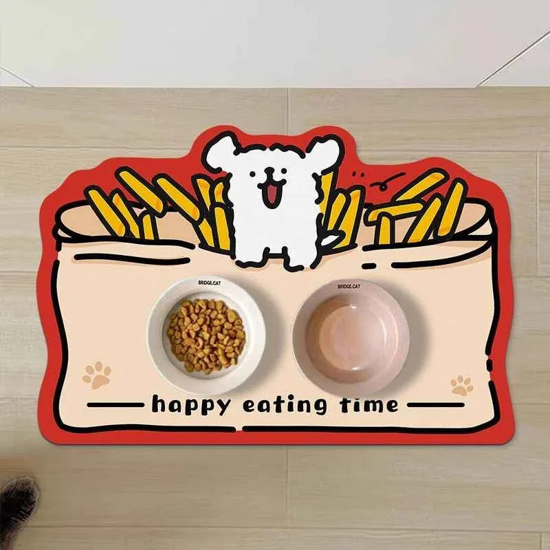 tapis repas antidérapant chien chat lavable imperméable motif nourriture animaux compagnie