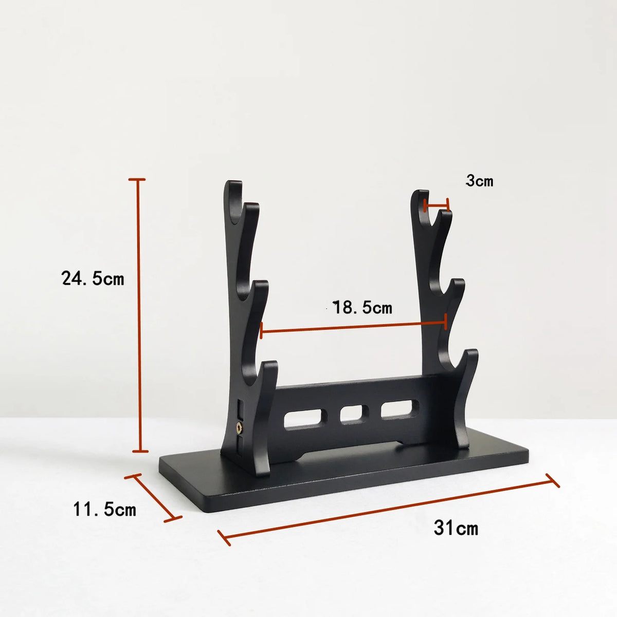 support épées bois moderne minimaliste noir brun clair katana sabres rack display salon