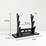 support épées bois moderne minimaliste noir brun clair katana sabres rack display salon