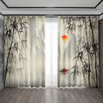 rideaux japonais motifs bambou montagne zen opaque transparent 75x166cm polyester tubulaire