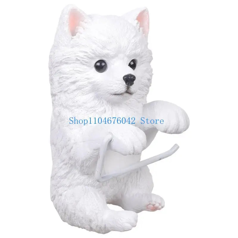 porte rouleau papier toilette forme chien peluche blanc decoratif résine facile nettoyer classique