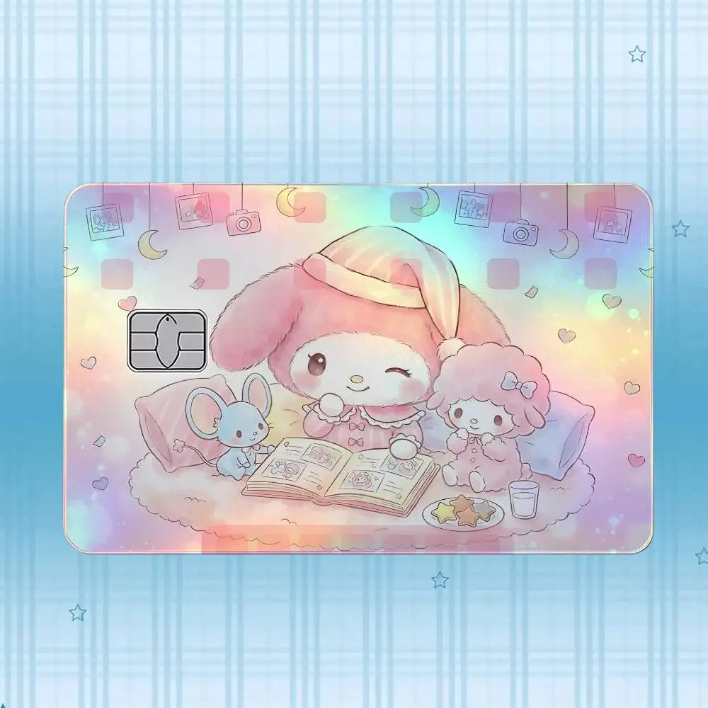 autocollant carte crédit my melody dessin animé rose violet bleu blanc