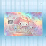 autocollant carte crédit my melody dessin animé rose violet bleu blanc