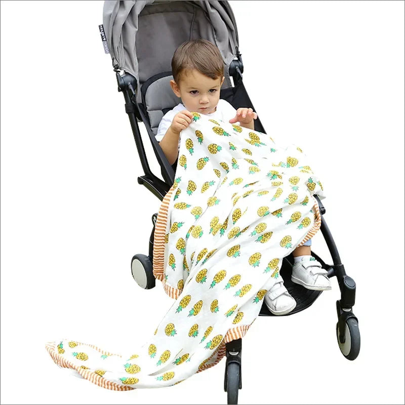 couverture bébé deux couches coton bambou motif floral moderne opacité verte blanc roseclair