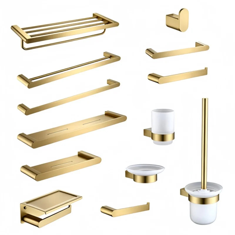 ensemble accessoires salle bain métal or brossé porte serviette porte savon moderne minimaliste