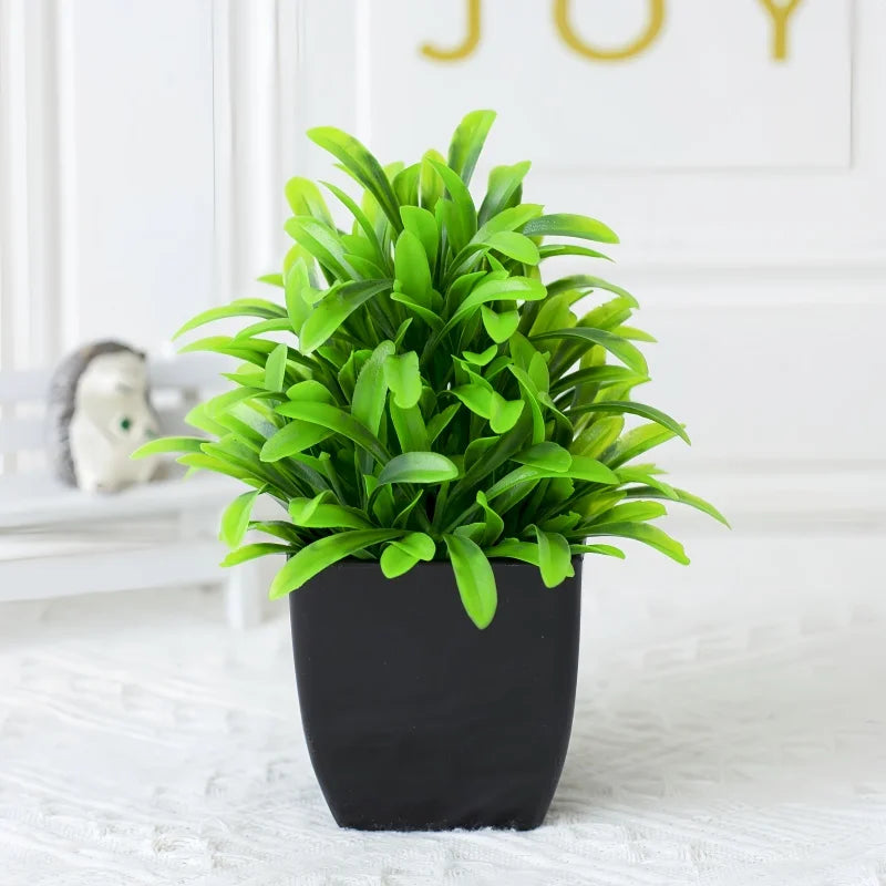 plantes artificielles vertes feuilles fines moderne pot noir extérieur décoration anniversaire mariage