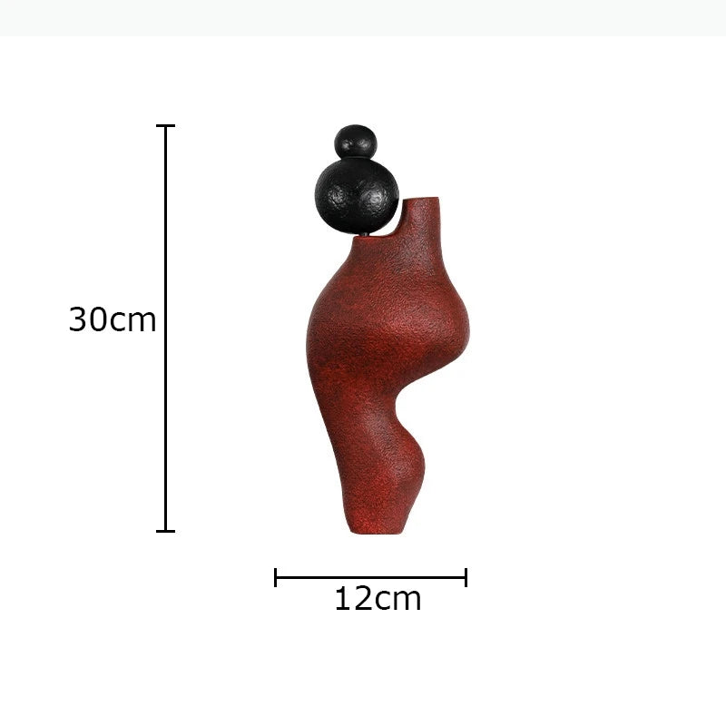 sculpture abstraite moderne rouge noir minimaliste décoration intérieure artistique contemporaine
