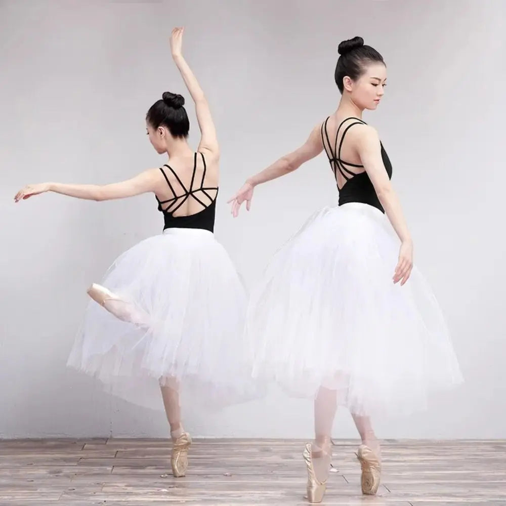 jupe tutu blanc noir classique danse polyester tulle élastique mi mollet juniorSizeMode