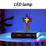 lampe décorative croix arc ciel livre bible lumineuse moderne rotation réglage lumière