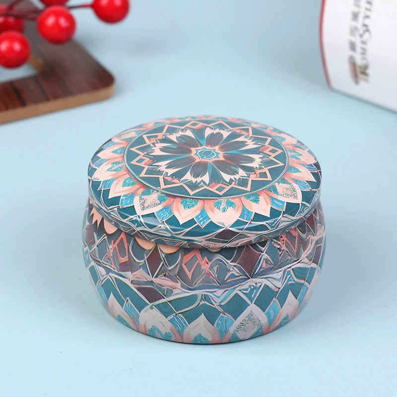 boîte ronde rangement cosmétique décorative motif floral boho chic pot stockage bijoux maquillage