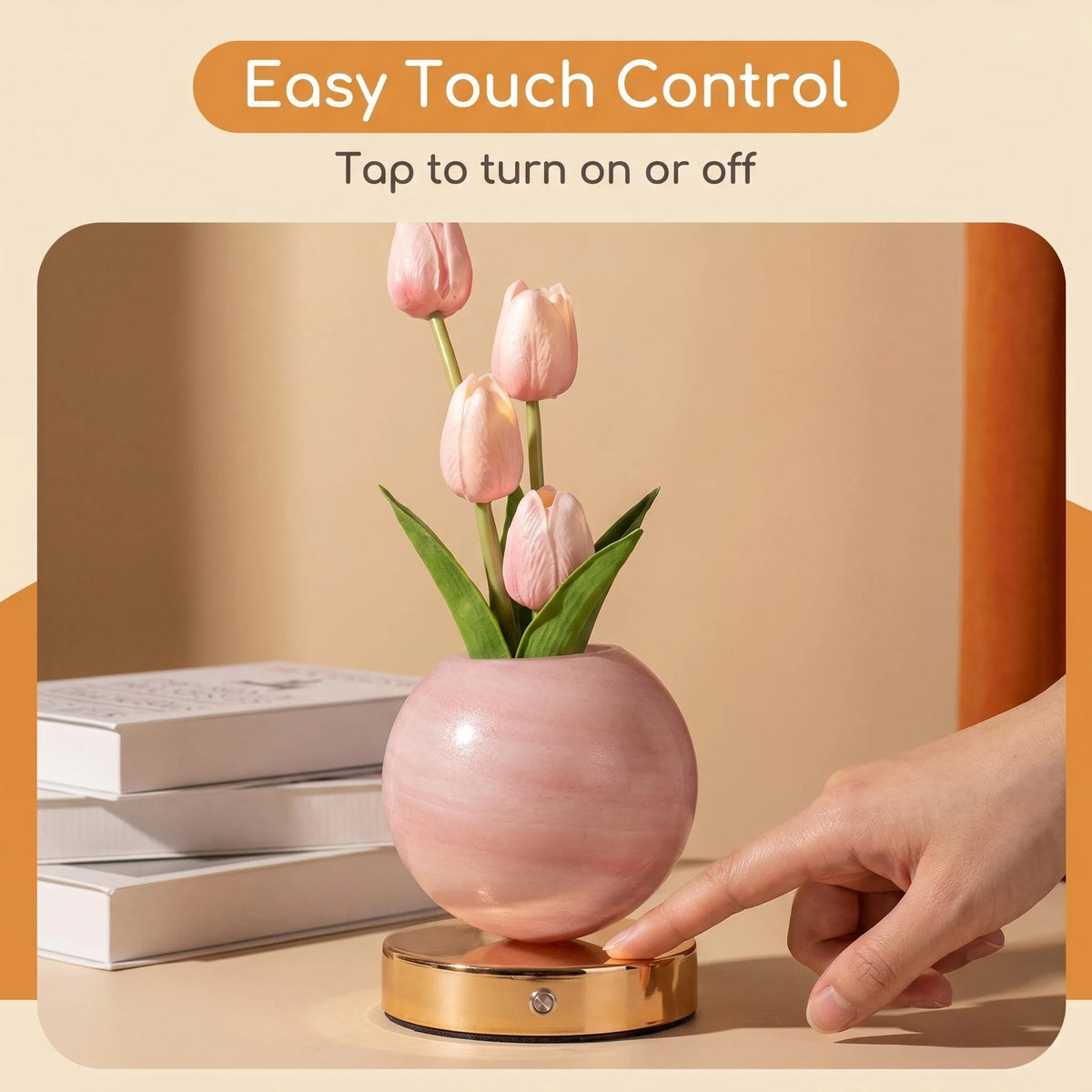 lampe table moderne rechargeable tulipes multicolores marbrées base métallique bleu rose orange violet rechargeable