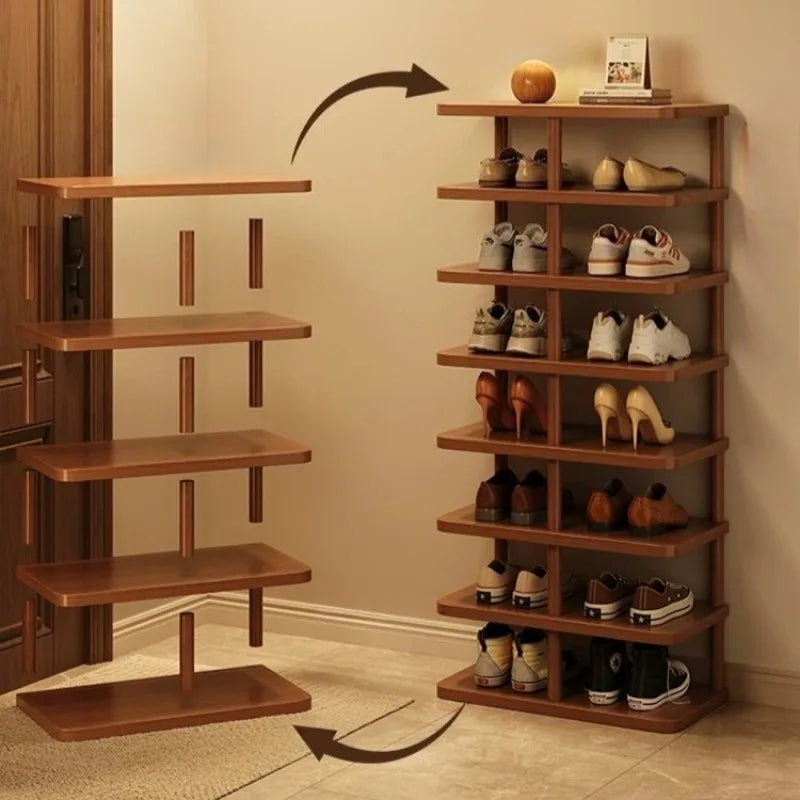 étagère chaussures moderne métal texture bois clair organisateur minimaliste gain place maison
