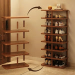 étagère chaussures moderne métal texture bois clair organisateur minimaliste gain place maison