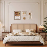 lit moderne marron clair tissu imprimé 1500mm 1800mm 2000mm minimaliste rustique chambre coucher