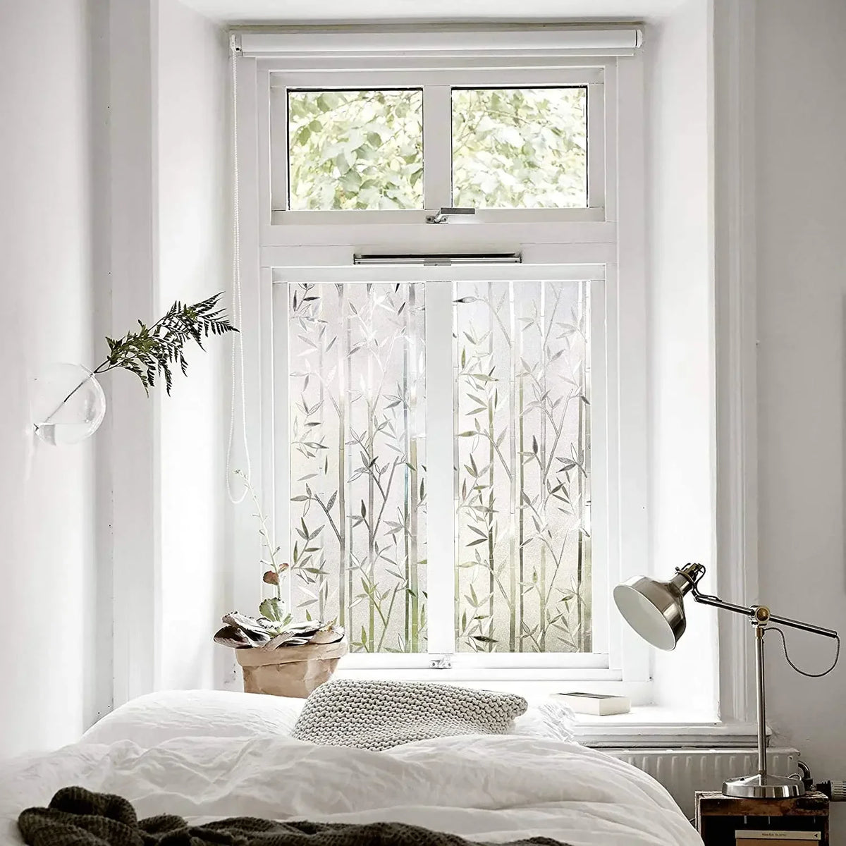 film fenêtre décoratif bambou adhésif transparent vert gris moderne naturel isolation uv thermique amovible