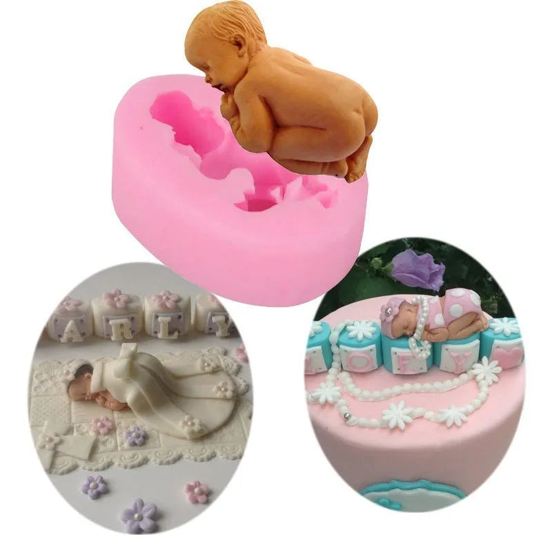 moule silicone bébé pâte chocolat gâteau décoration thème floral géométrique opaque rose vibrant