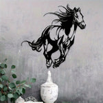 décoration murale cheval galopant art contemporain noir adhésif salon patio unique moderne