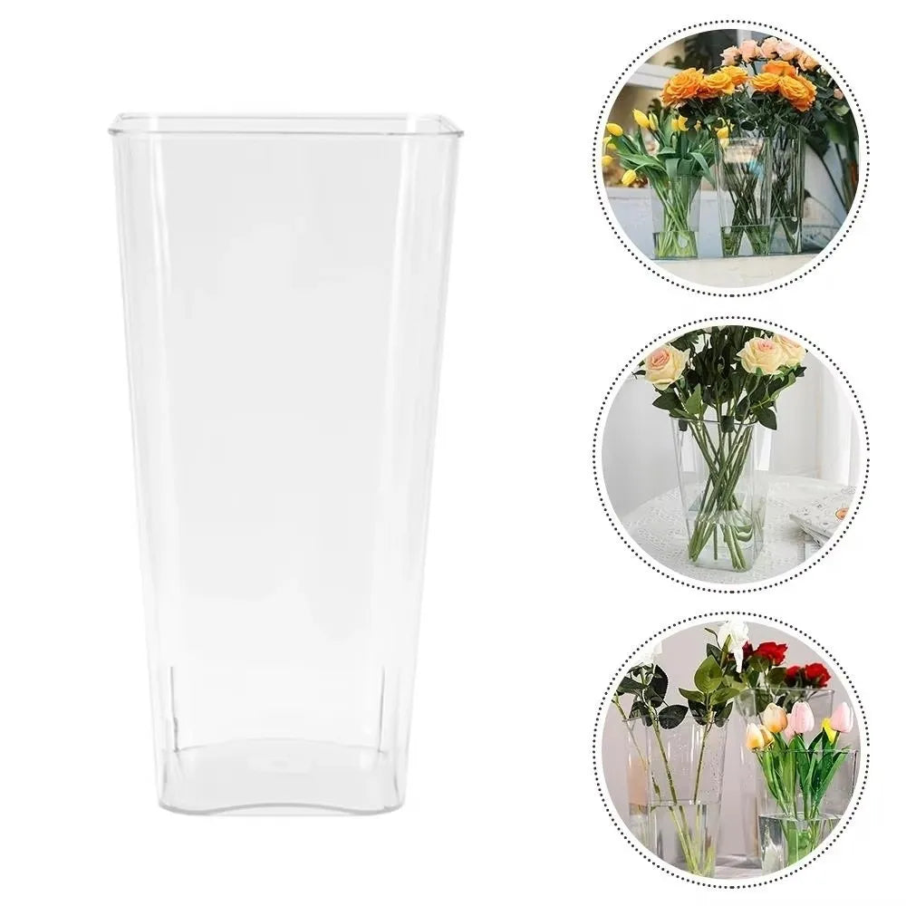 vase moderne transparent rectangulaire plastique table salon arrangement floral