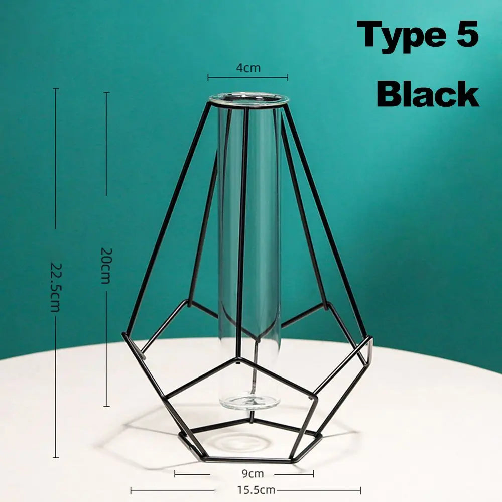 vase moderne métal noir doré verre transparent décoration contemporaine minimaliste